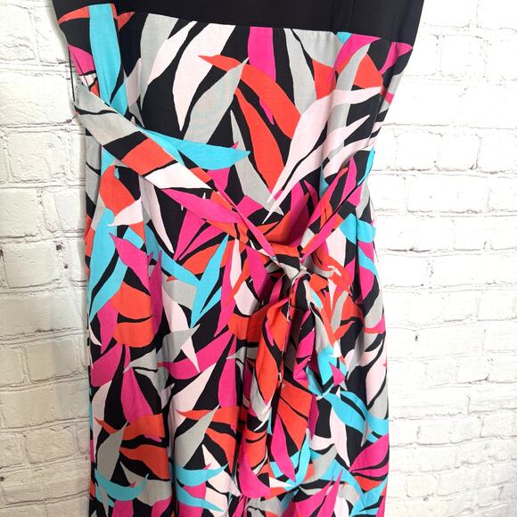 Nine West Wms 16 Sleeveless Black Geometric Abstract Print Flowy Maxi Dress - Picture 7 of 12
